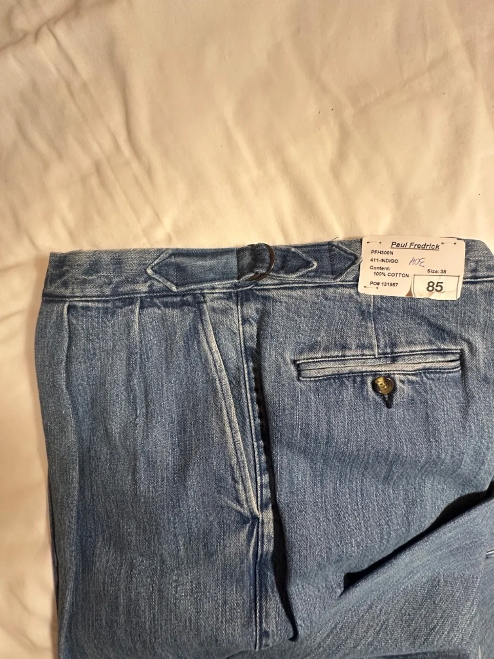Paul Fredrick W38 blue jeans